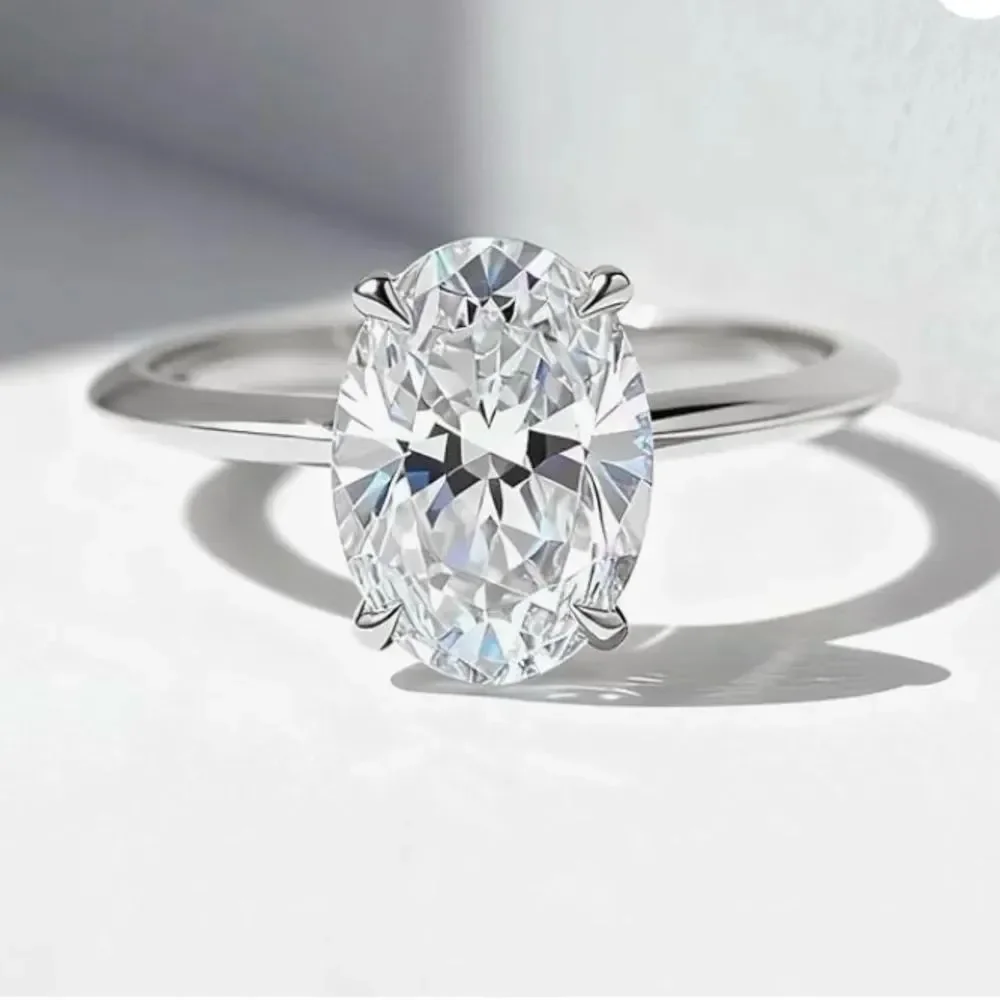 🔹 NEW Stunning & Elegant Silver Oval-Cut CZ 5 Carat Ring 🔹
